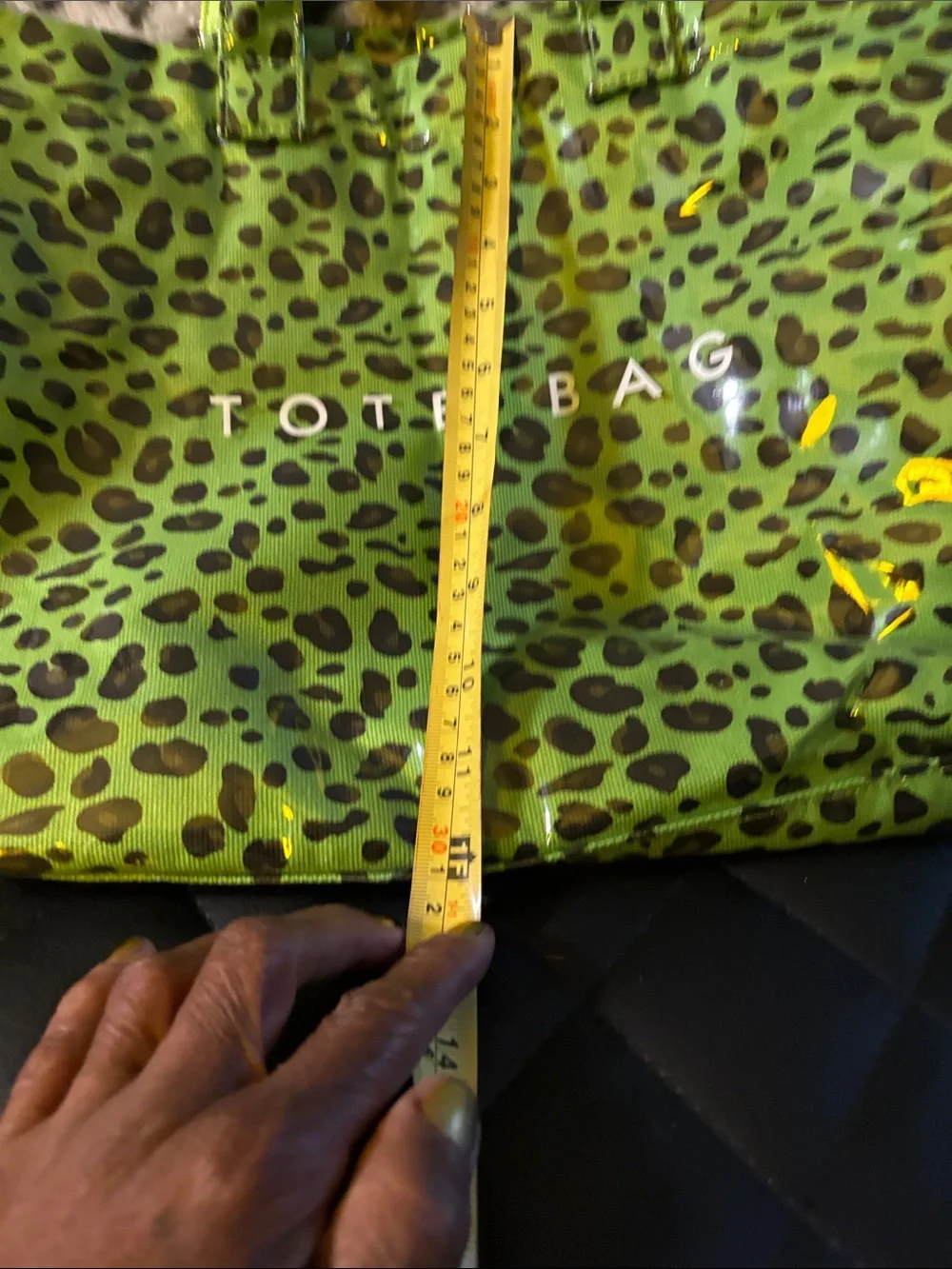 Green Leopard Print Tote Bag -